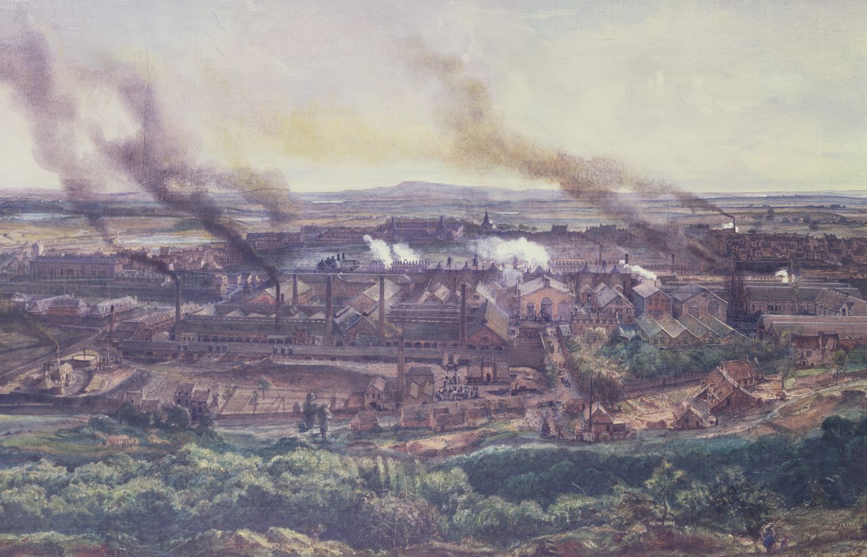 المصانع في Le Creusot في عام 1848 ، 1855 (زيت على ورق) (التفاصيل ، انظر 164036) بواسطة إجناس فرانسوا بونهوم
