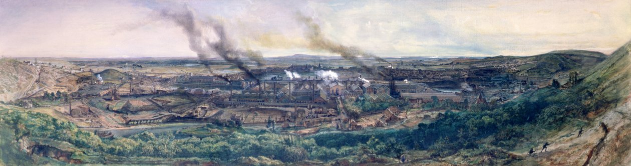 مصانع Le Creusot عام 1848 ، 1855 (زيت على ورق) (انظر التفاصيل 157311) بواسطة إجناس فرانسوا بونهوم