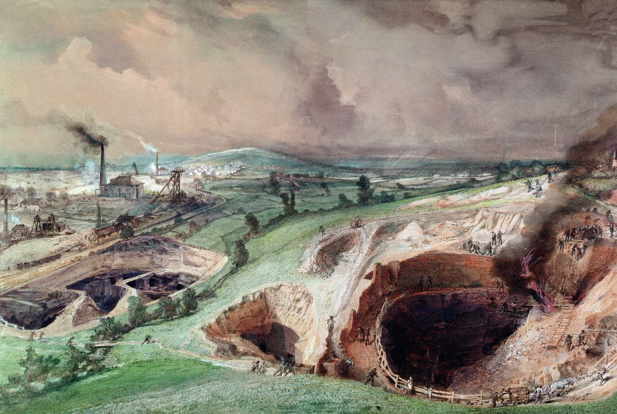 مناجم مفتوحة في Blanzy ، Saone-et-Loire ، 1857 بواسطة إجناس فرانسوا بونهوم