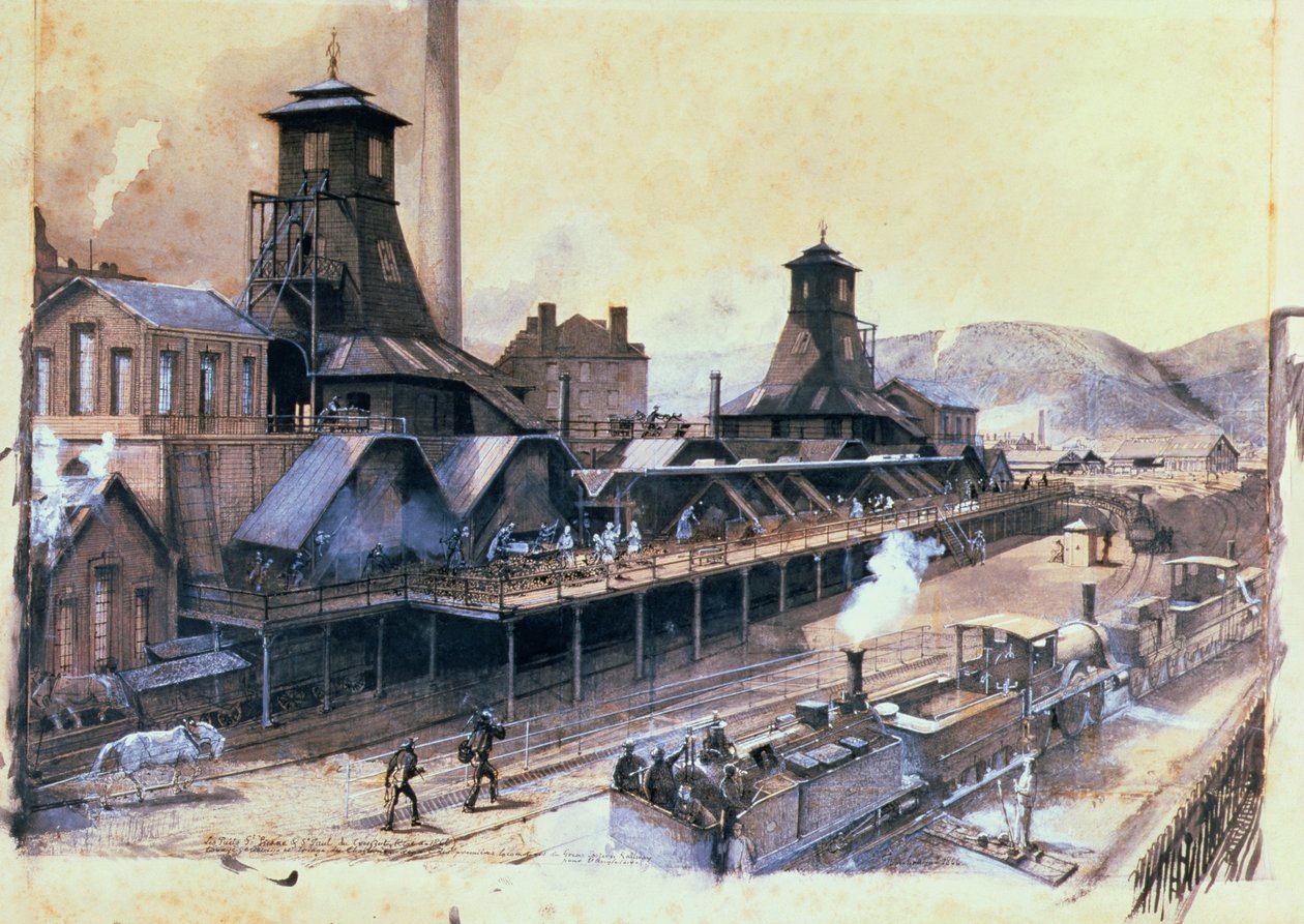حفر سانت بيير أوند سانت بول في Le Creusot ، 1866 (الحبر والغواش على الورق) بواسطة إجناس فرانسوا بونهوم