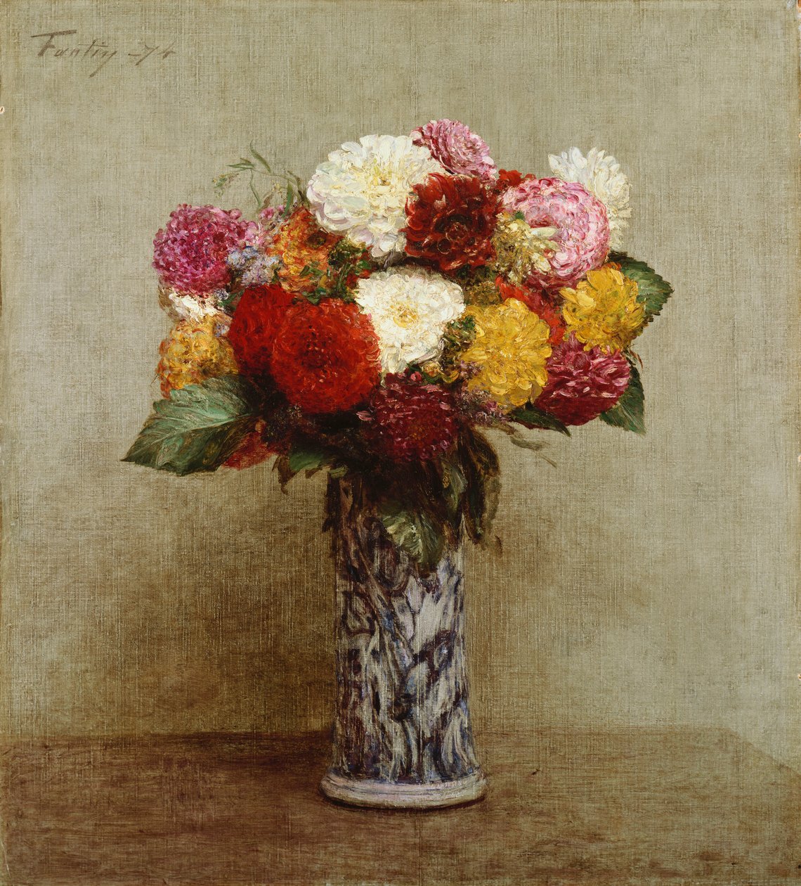 دالياس في إناء صيني ، 1874 بواسطة Ignace Henri Jean Fantin Latour