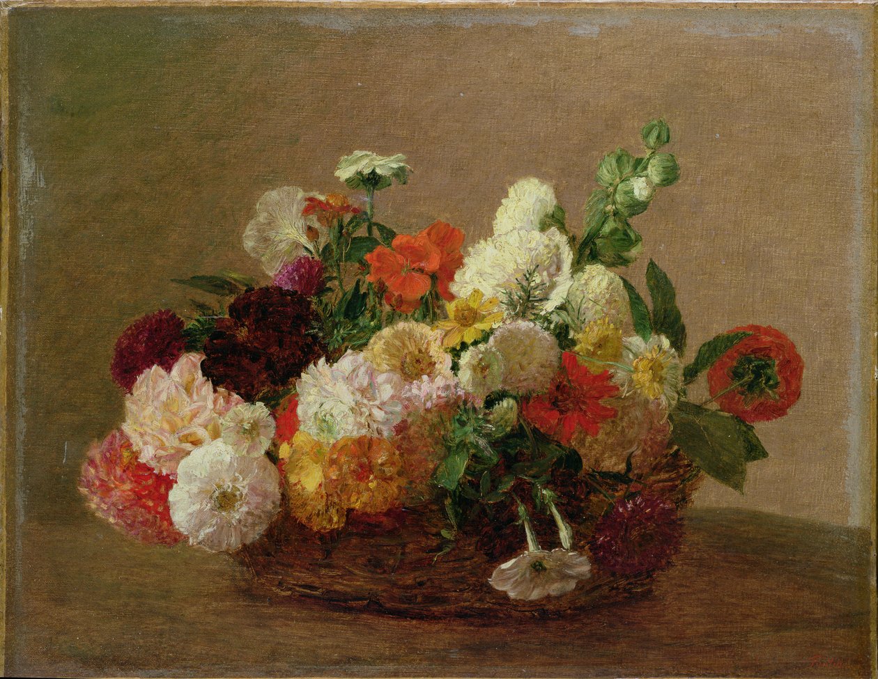 زهرة الحياة الساكنة بواسطة Ignace Henri Jean Fantin Latour