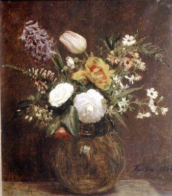 زهور بواسطة Ignace Henri Jean Fantin Latour