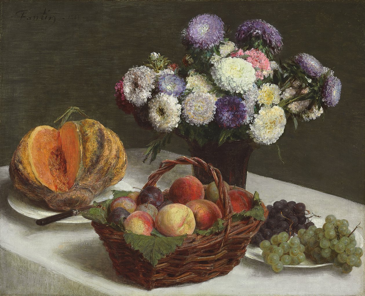 الزهور والفواكه 1865 بواسطة Ignace Henri Jean Fantin Latour