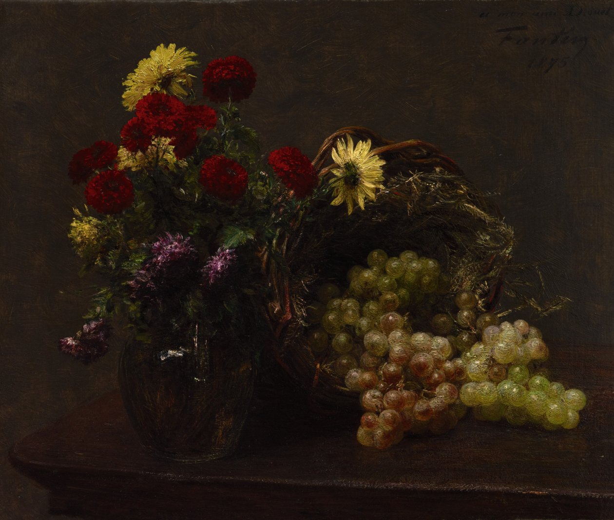 زهور وعنب بواسطة Ignace Henri Jean Fantin Latour