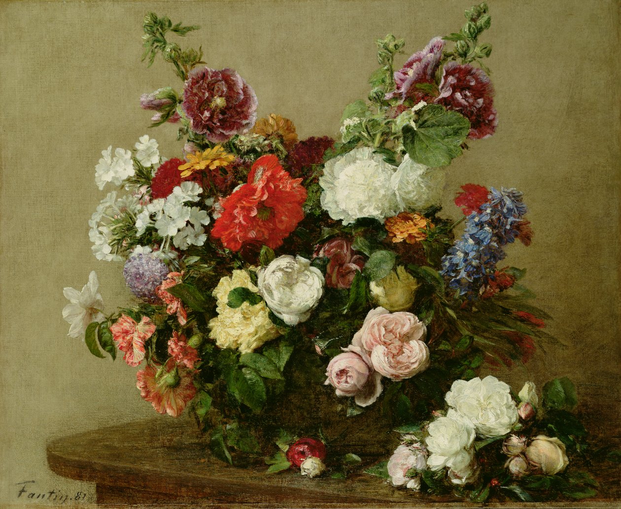 الورود والفاوانيا الفرنسية ، 1881 بواسطة Ignace Henri Jean Fantin Latour