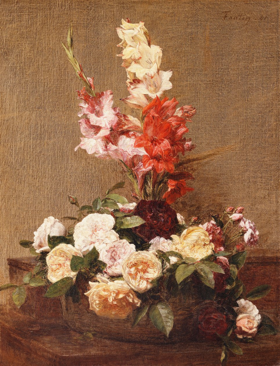 الجلاديولي والورود 1881 بواسطة Ignace Henri Jean Fantin Latour