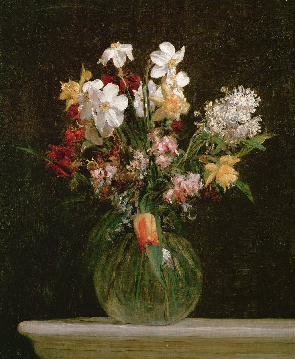زهور النرجس الأبيض ، صفير وتوليب ، 1864 بواسطة Ignace Henri Jean Fantin Latour