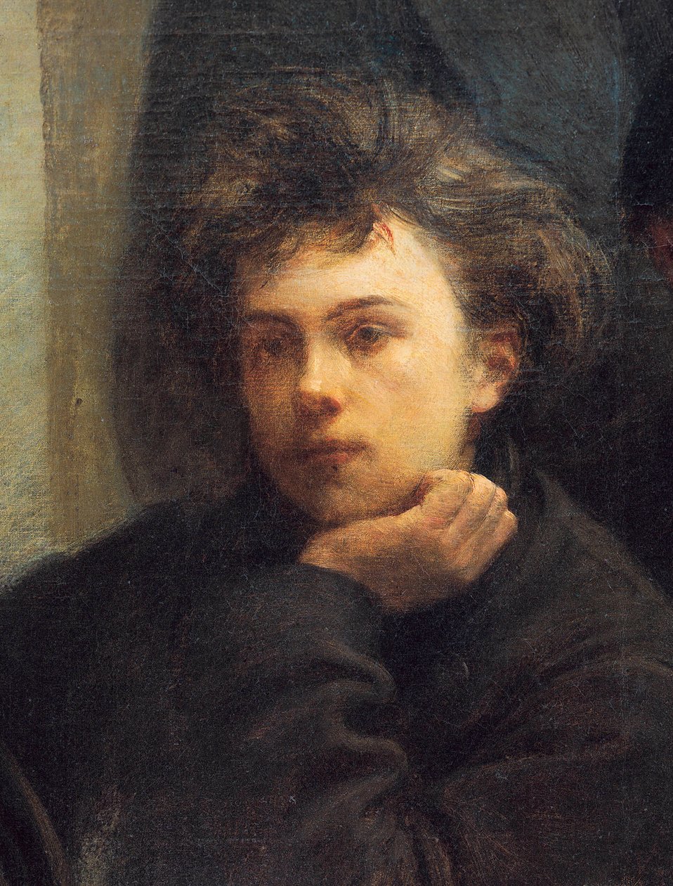 صورة شخصية لآرثر رامبو ، تفاصيل من اللوحة الزاوية طاولة بواسطة Ignace Henri Jean Fantin Latour