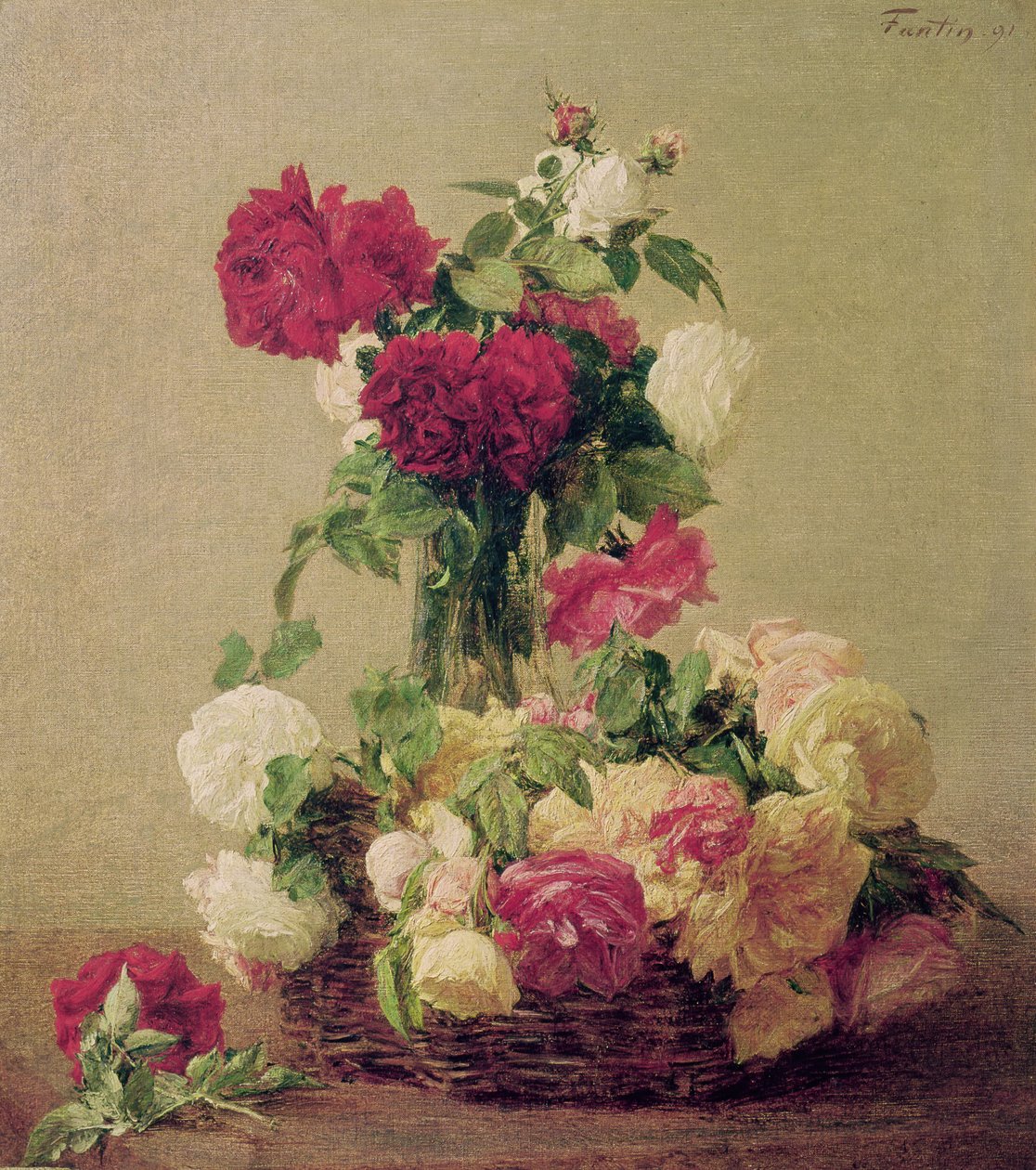 الورود ، 1891 بواسطة Ignace Henri Jean Fantin Latour