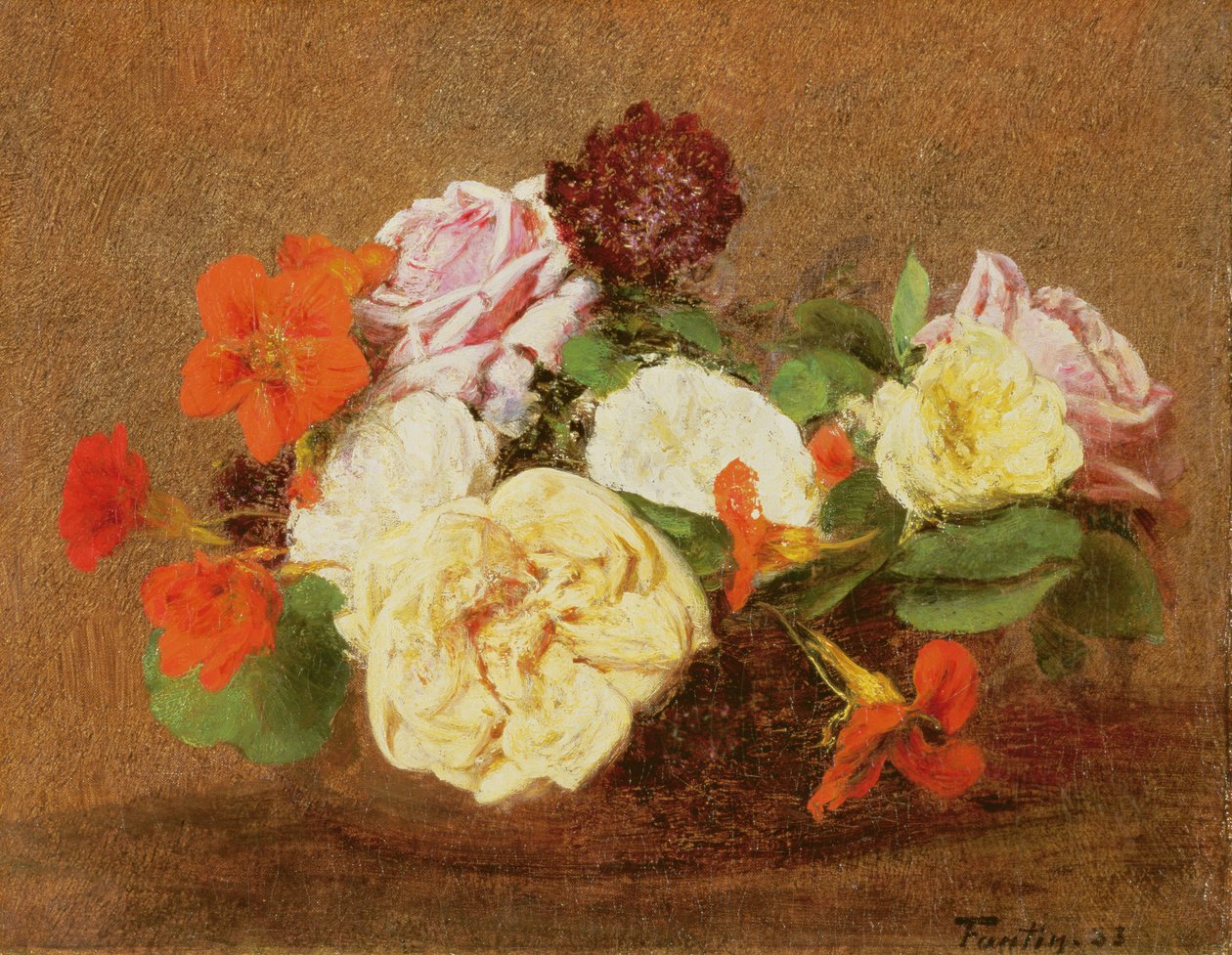 الورود والكربونات في إناء ، 1883 بواسطة Ignace Henri Jean Fantin Latour