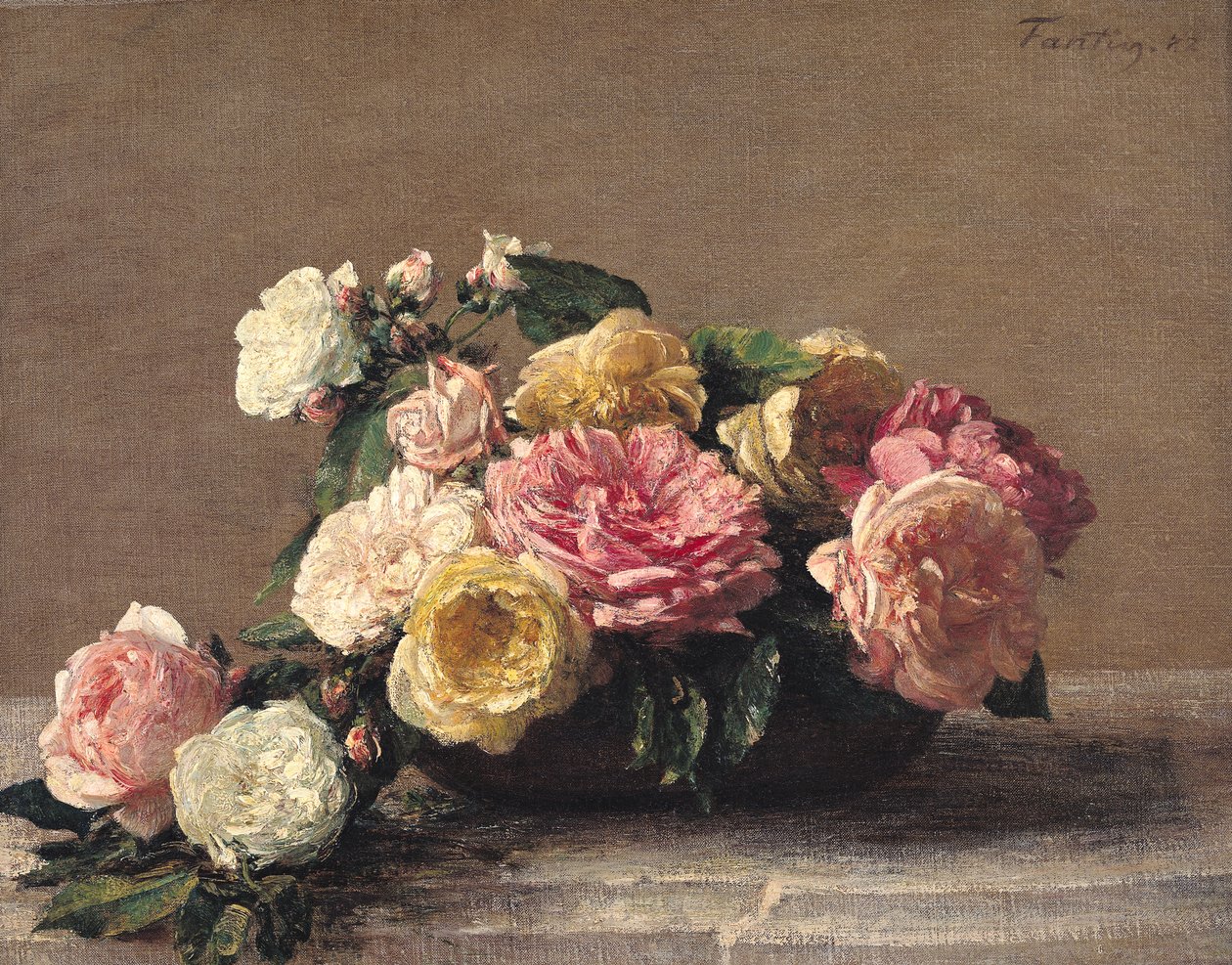 الورود في طبق ، 1882 بواسطة Ignace Henri Jean Fantin Latour