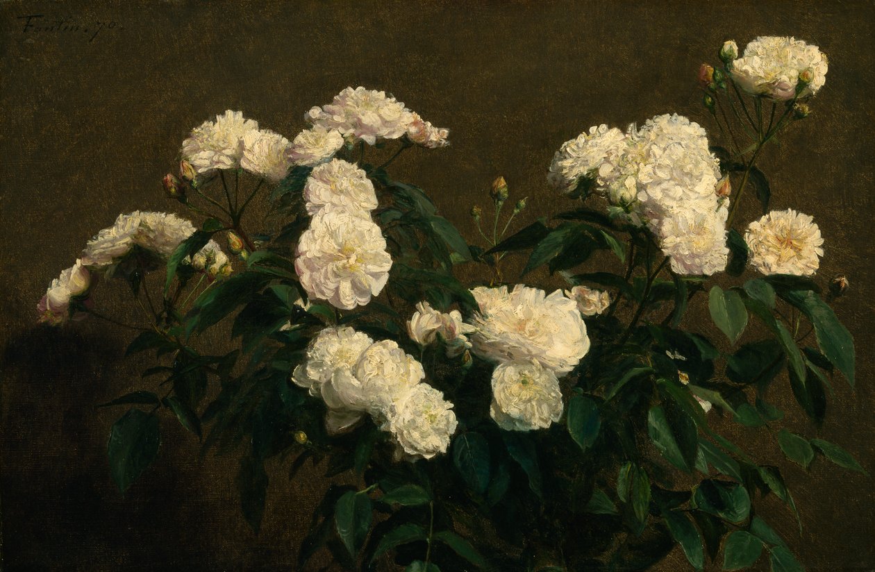 الحياة الساكنة للورود البيضاء ، 1870 بواسطة Ignace Henri Jean Fantin Latour