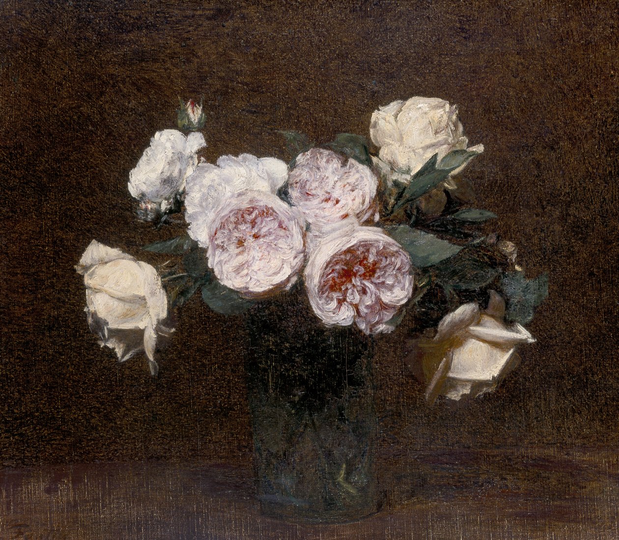 الحياة الساكنة: الورود والأبيض والوردي ، 1894 بواسطة Ignace Henri Jean Fantin Latour