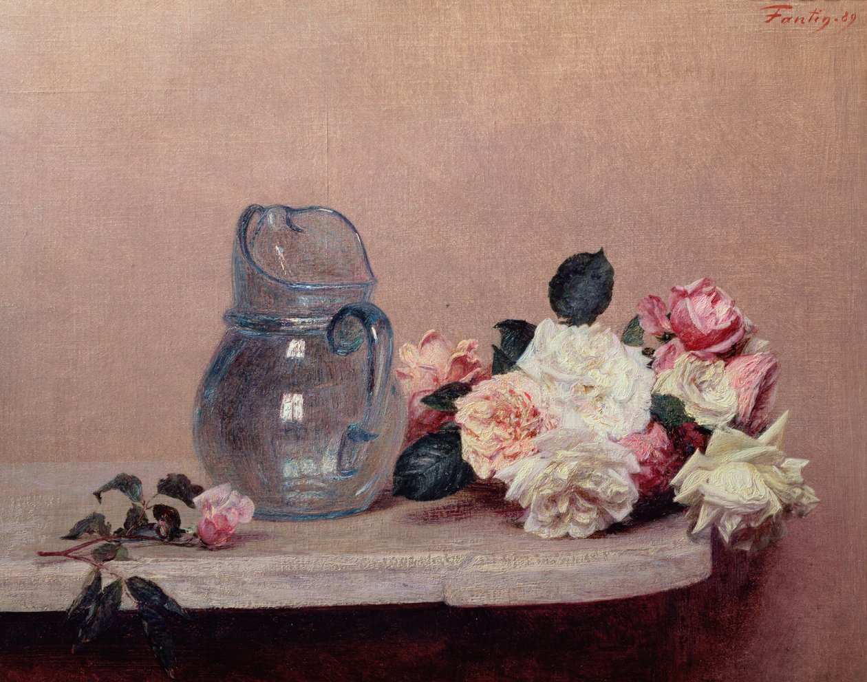 لا تزال الحياة مع الورود ، 1889 بواسطة Ignace Henri Jean Fantin Latour
