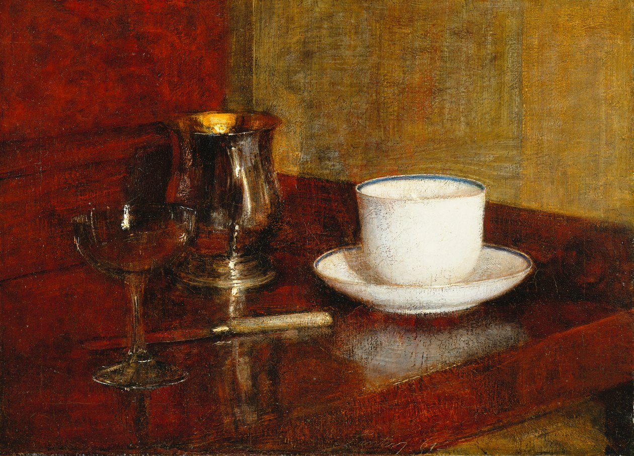 لا تزال الحياة مع كوب زجاجي. Nature Morte au Verre et Tasse ، 1961 بواسطة Ignace Henri Jean Fantin Latour