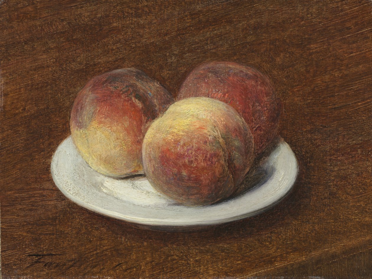 ثلاثة خوخ على طبق ، 1868 (زيت على ورق على قماش) بواسطة Ignace Henri Jean Fantin Latour