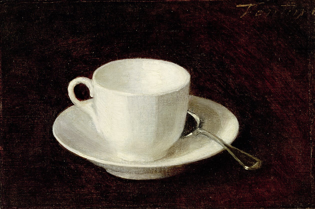 كأس أبيض وصحن ، 1864 بواسطة Ignace Henri Jean Fantin Latour