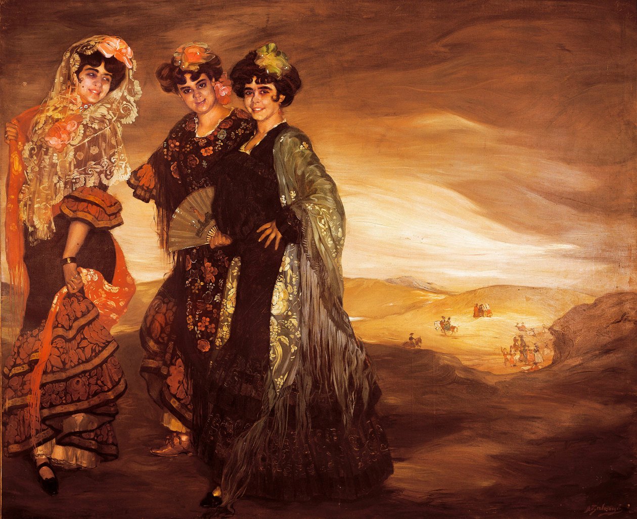 أبناء العمومة الثلاثة (مع الأزياء الإسبانية التقليدية للراقصين) حوالي 1903 (زيت على قماش) بواسطة Ignacio Zuloaga y Zabaleta