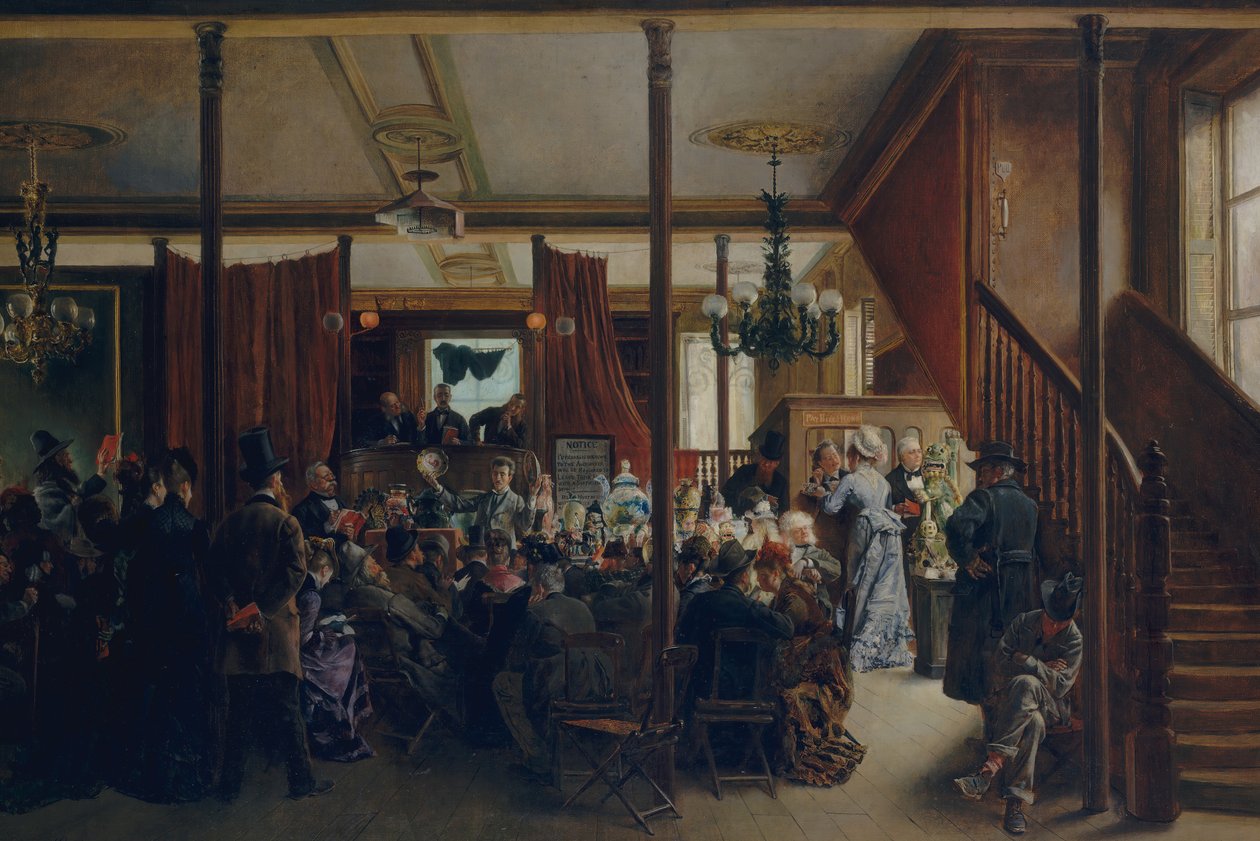 بيع بالمزاد العلني في كلينتون هول ، نيويورك ، 1876 ، 1876. بواسطة اجناسيو دي ليون اسكوسورا