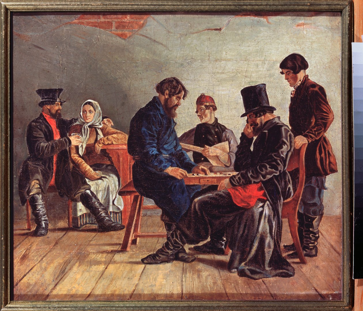 عازفو Draughts (لاعبان مركزان ، موسيقي وزوجان ، في حانة) - عازفو Draughts - لوحة رسمها Ignati Stepanovich Shchedrovsky (1815-1870) ، زيت على قماش - الفن الروسي في القرن التاسع عشر - متحف الدولة للفنون ، نيجني نوفغورود (روسيا) بواسطة إغناتي ستيبانوفيتش ششروفسكي