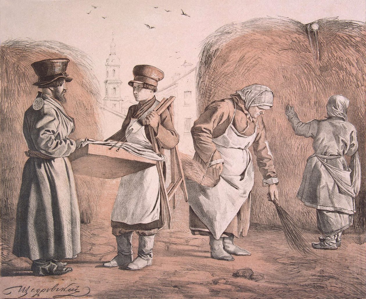 متجول الشوارع من الفطائر والحرب من السلسلة هؤلاء هم شعبنا ، 1842 بواسطة إغناتي ستيبانوفيتش ششروفسكي