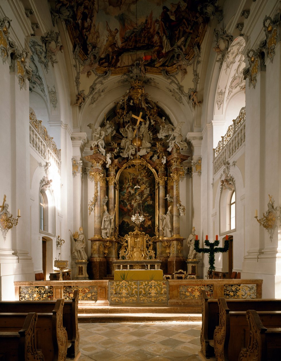 Internal view of the Abbey of San Marino and San Anianus (Marinus and Anianus) by architect Ignaz Guenther (1725-1775) بواسطة اغناز غونتر