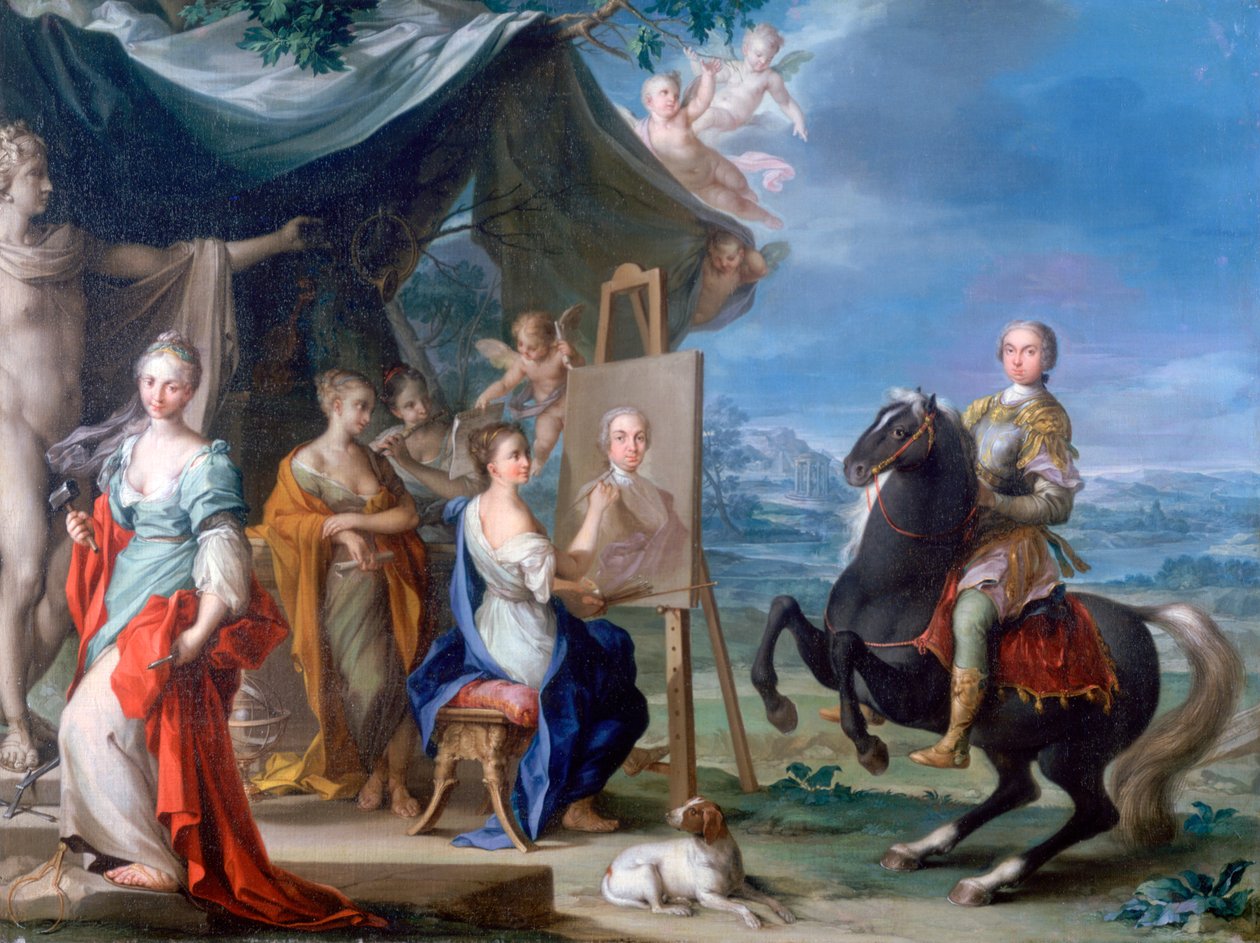 "صورة فروسية لأحد النبلاء .. حامي الفنون" ، 1699-1748 بواسطة اجناز ستيرن
