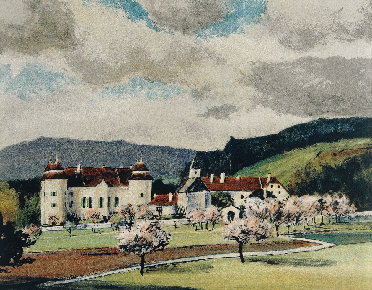 Weinzierl Castle near Wieselburg, c.1909 (watercolor on paper) بواسطة Igo Potsch