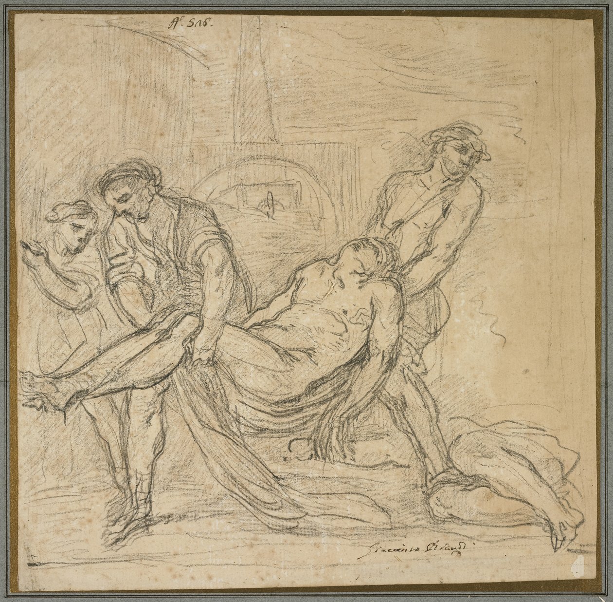 القديس عبدون والقديس سنين بوري شهداء مسيحيين ، c.1653-1657 (طباشير أسود على ورق) بواسطة Il Borgognone