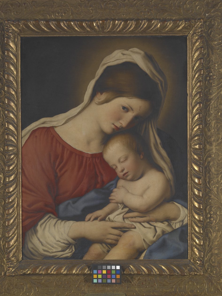 مادونا والطفل (زيت على قماش) بواسطة II (1609-85) ساسوفيراتو