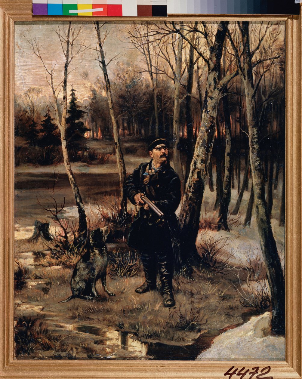 صيد Woodcock - إطلاق النار على Woodcock - لوحة بواسطة Illarion Mikhailovich Pryanishnikov (1840-1894) ، زيت على قماش بواسطة إلاريون ميخائيلوفيتش بريانيشنيكوف