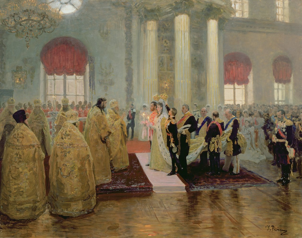 زواج القيصر نيكولاس الثاني (1868-1918) وألكسندرا فيودوروفنا (1872-1918) 1894 بواسطة ايليا افيموفيتش ريبين