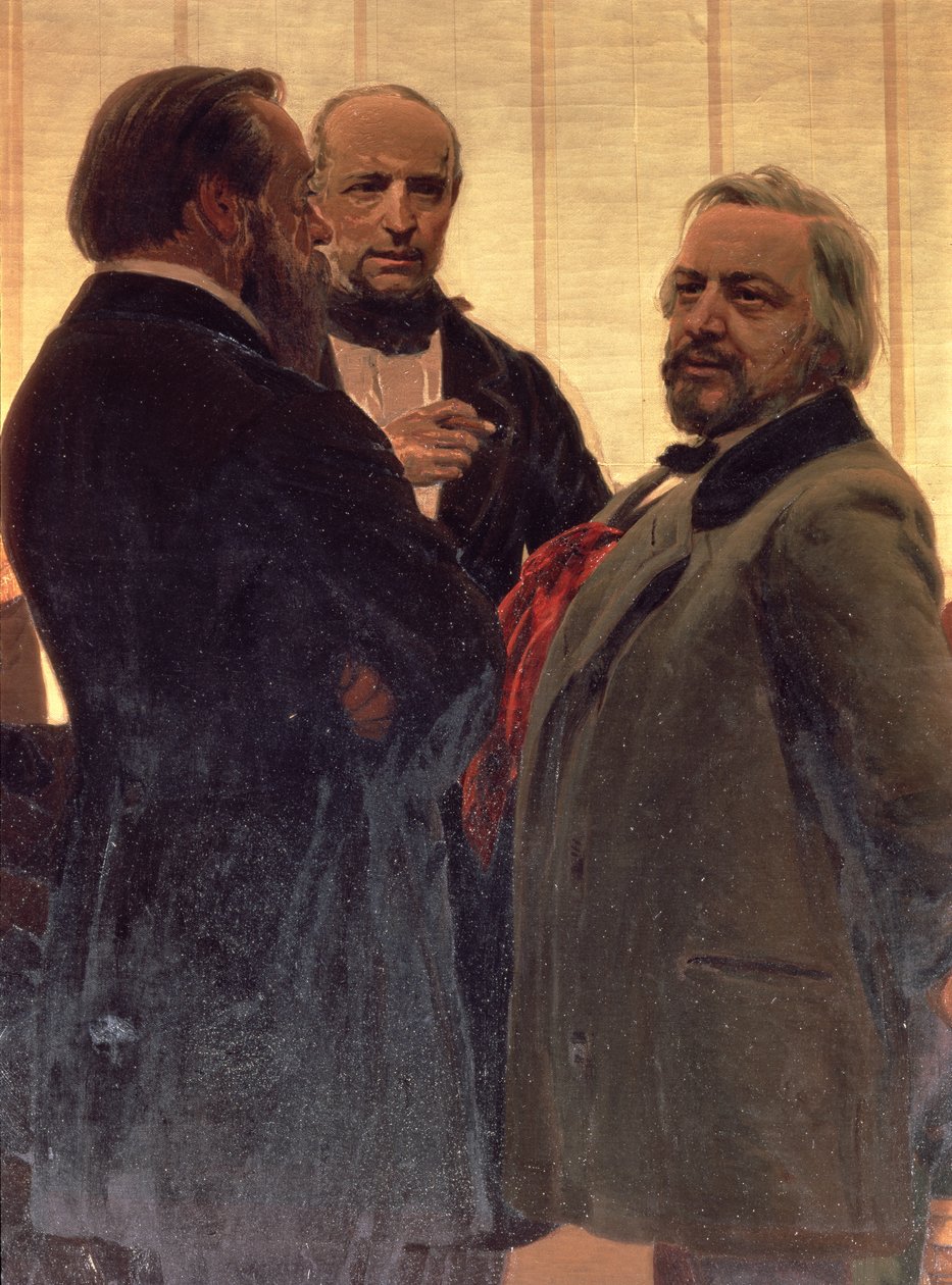 فلاديمير Odoevsky (1803-69) ، Mily Balakirev (1837-1910) و Mikhail Ivanovich Glinka (1804-57) ، 1890s (التفاصيل) بواسطة ايليا افيموفيتش ريبين
