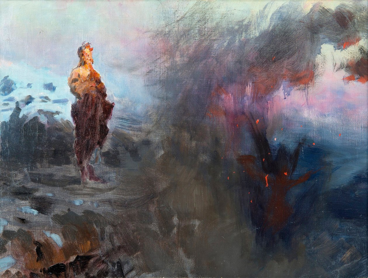 La Tentation du Christ - The Temptation of Christ - Peinture de Ilya Yefimovich Repin (1844-1930)، - زيت على قماش ، 47x60 - مجموعة خاصة بواسطة ايليا افيموفيتش ريبين