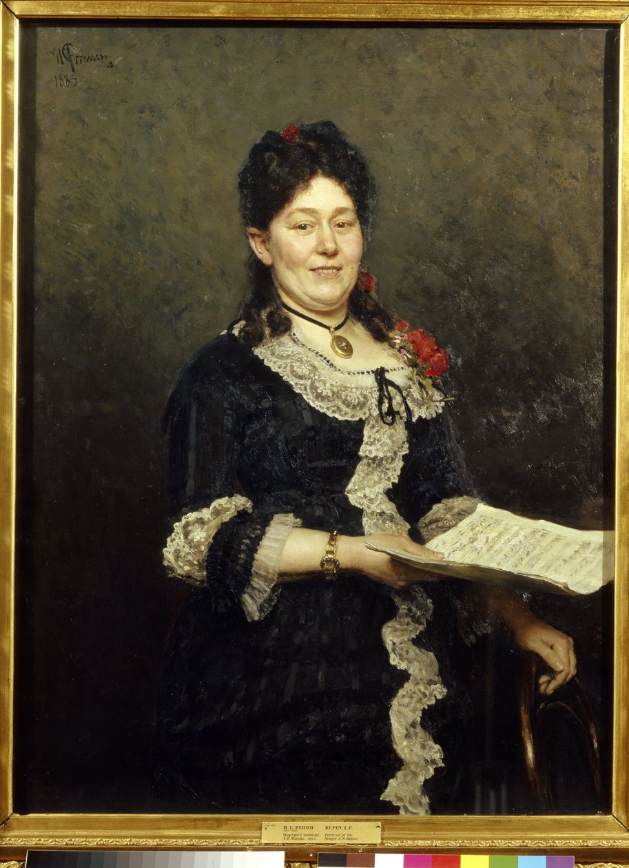 صورة للمغنية السوبرانو الكسندرا مولاس (1845-1929). (صورة لمغني الأوبرا أ. مولاس). لوحة إيليا يفيموفيتش ريبين (إيليا ريبين) (1844-1930) ، زيت على قماش بواسطة ايليا افيموفيتش ريبين