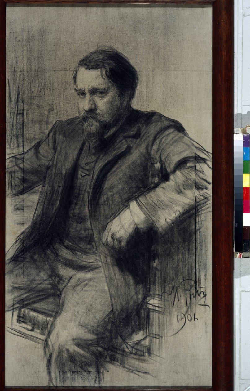 Portrait du peintre Valentin Aleksandrovitch Serov (1865-1911) (Valentin Alexandrovich Serov) - Dessin de Ilya Yefimovich (Iefimovitch) Repin (1844-1930) ، crayon sur papier بواسطة ايليا افيموفيتش ريبين