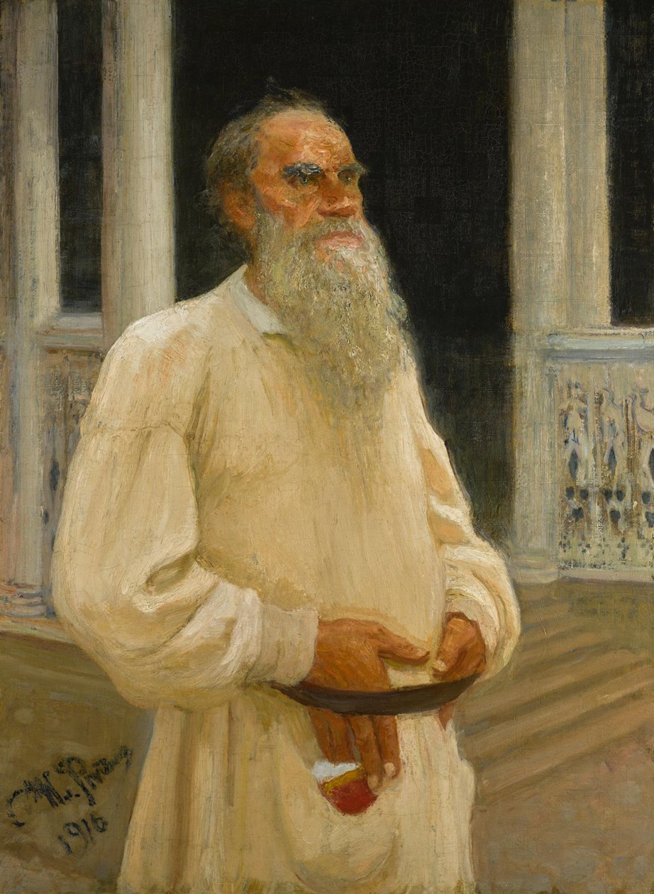 صورة للمؤلف الكونت ليف نيكولايفيتش تولستوي 1828-1910 ، 1916. بواسطة ايليا افيموفيتش ريبين