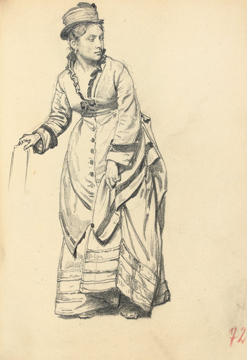 امرأة دائمة تمسك فستانها ، ج. 1872-1875 بواسطة ايليا افيموفيتش ريبين