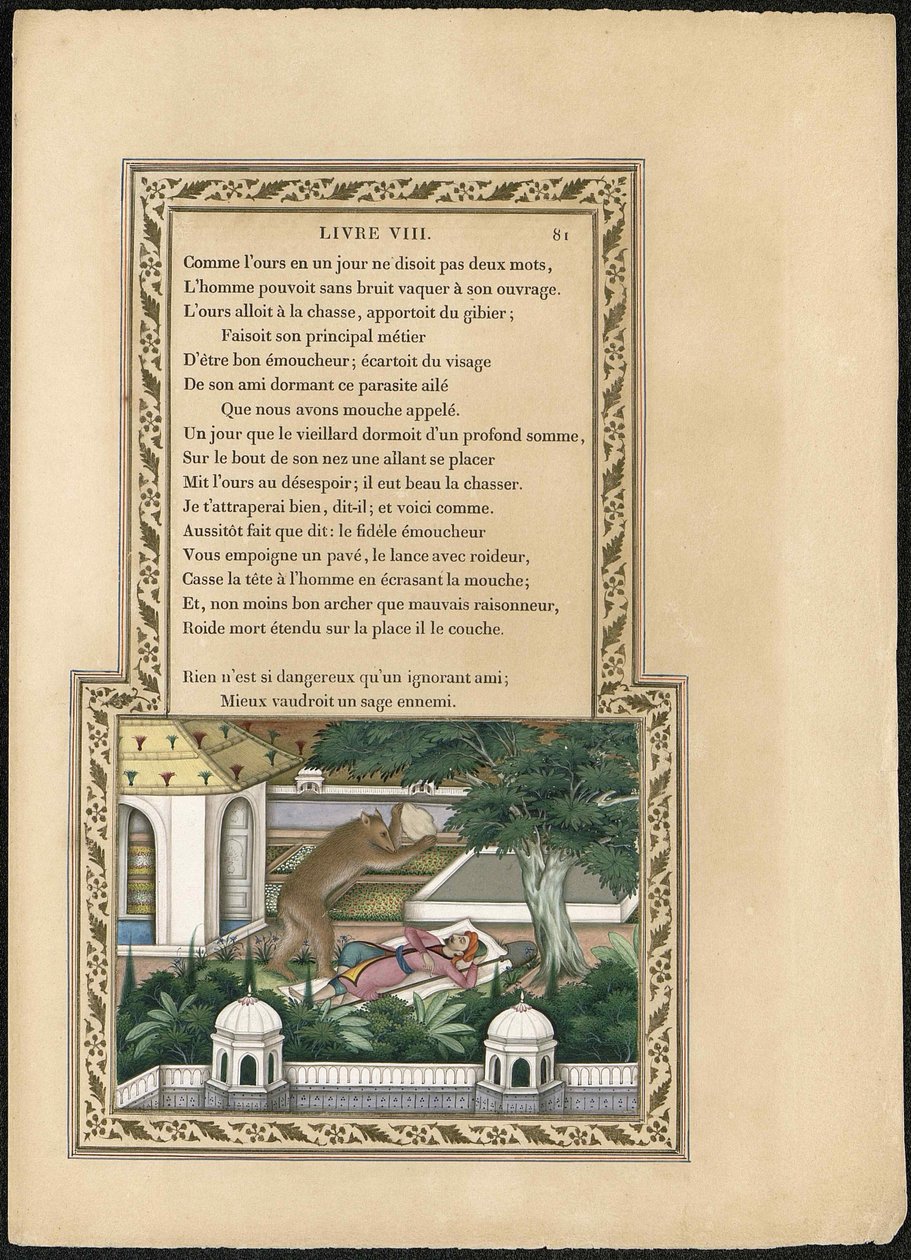 LOurs و Lamateur de jardins The Bear and the Gardener ، 1837-1839. بواسطة الإمام بخش لاهوري
