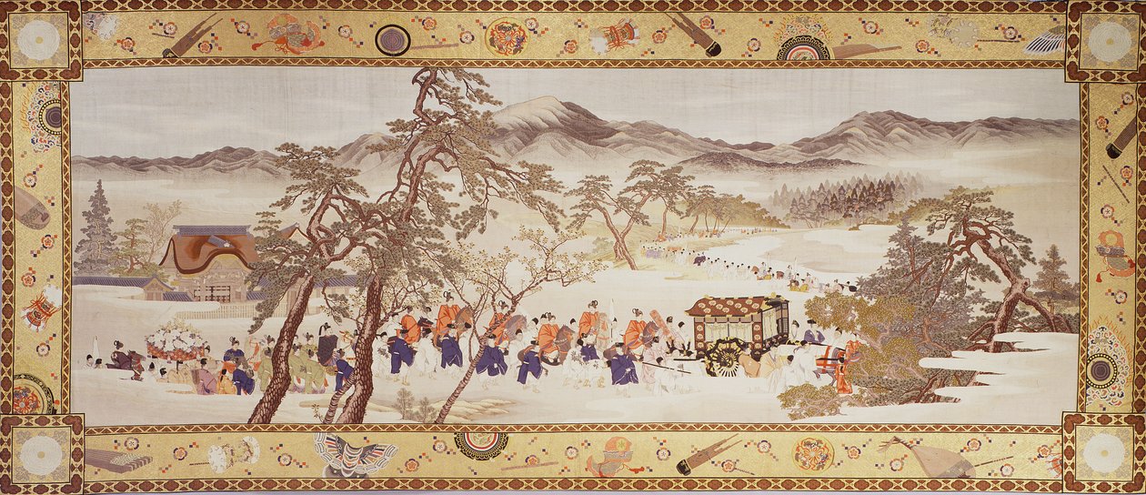 موكب المهرجان ، 1890-93 (حرير مع خيوط معدنية) بواسطة Imao & Yugyo Morizumi (1856 1928) لا شيء