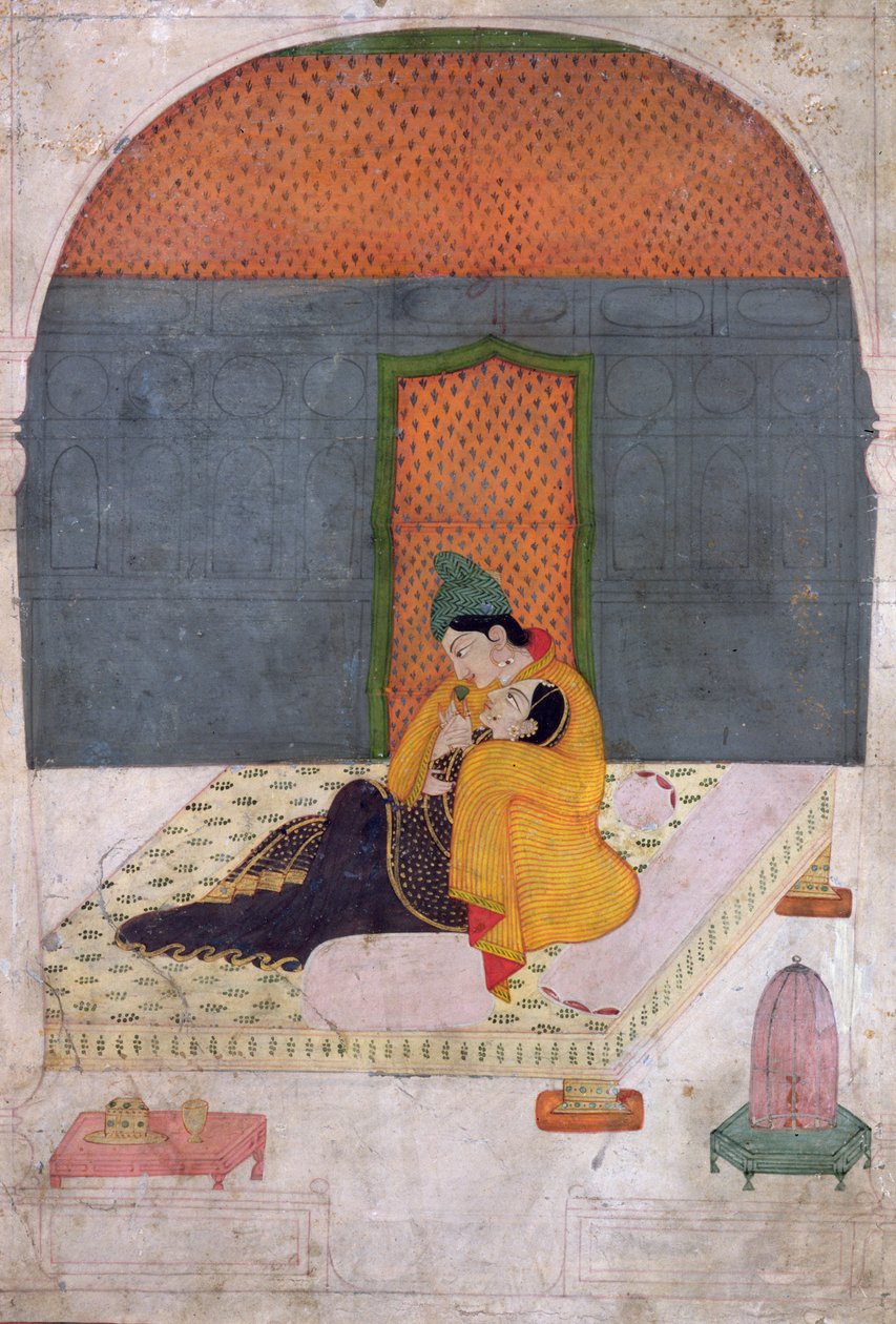 عشاق على الشرفة ، Garhwal ، c.1780-1800 بواسطة المدرسة الهندية