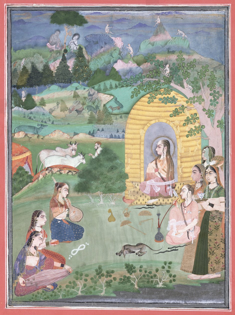 رسم مصغر لليوغيني في منظر طبيعي ، بيكانر ، 1680 (ألوان معدنية غير شفافة على ورق أبيض) بواسطة المدرسة الهندية
