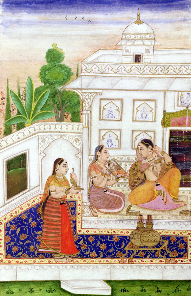 Vilaval Ragini: امرأة في مرحاضها ، من Ragamala ، من Bikaner ، راجستان بواسطة المدرسة الهندية