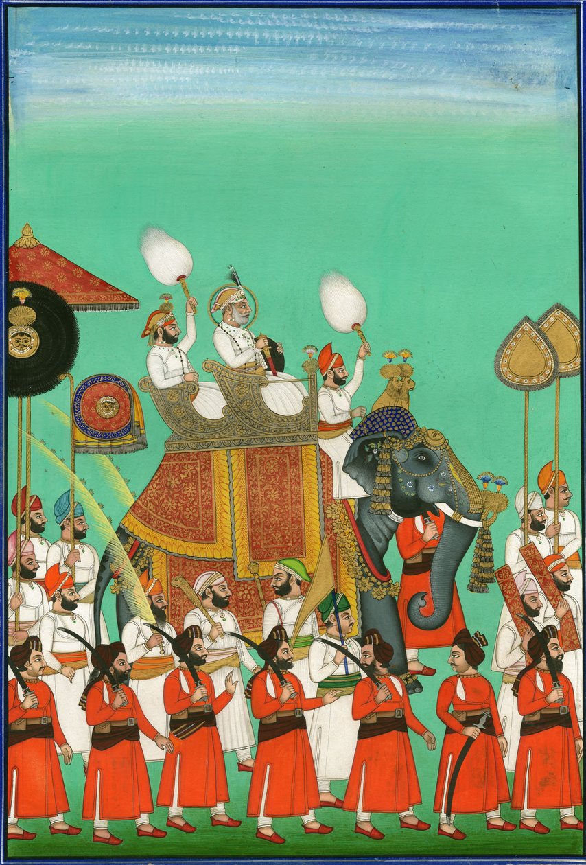 راجاه جودبور ركوب الفيل ، ج. 1780 بواسطة الفن الهندي