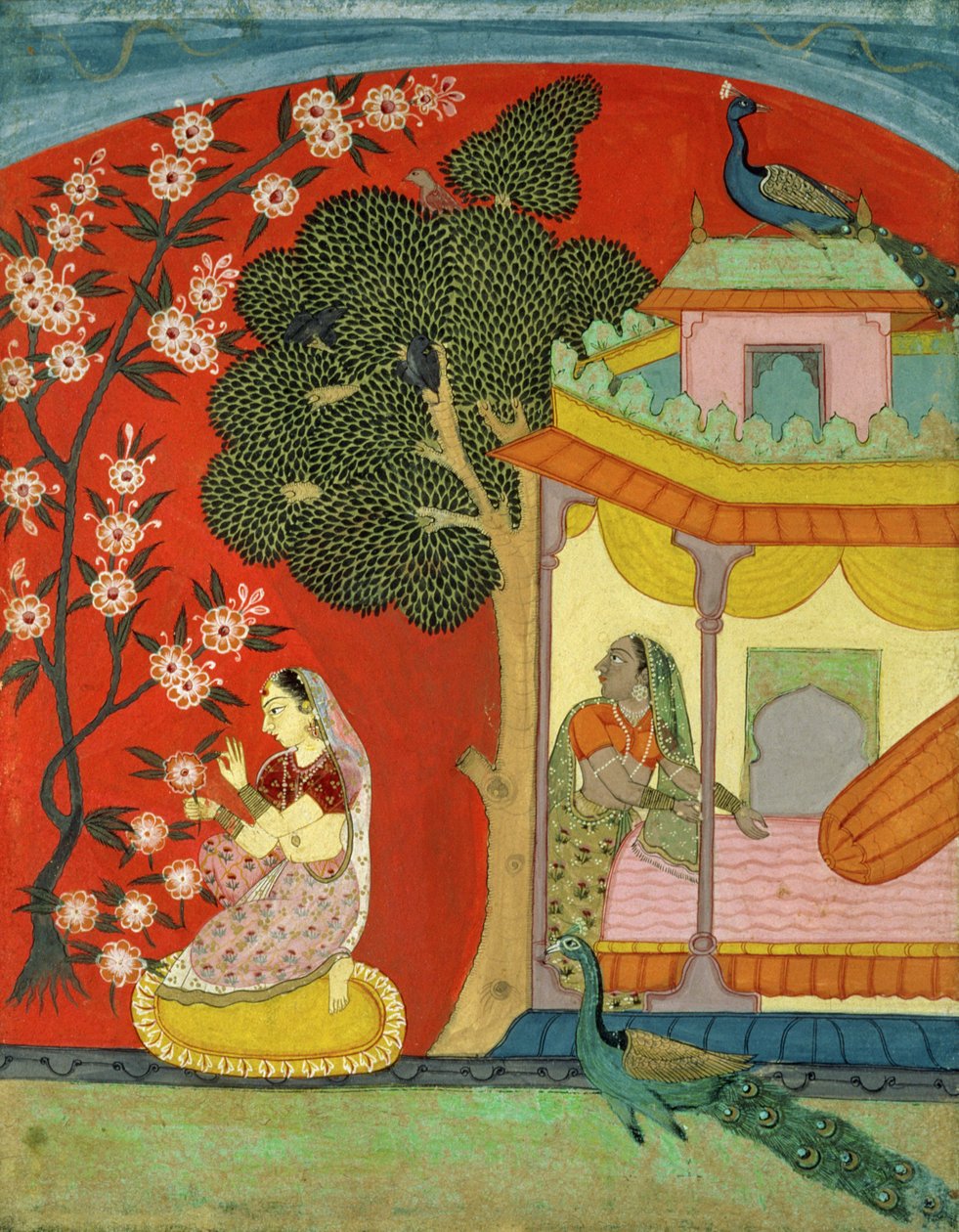سيدة نتف أزهار ، راجستان الجنوبية أو ديكان ، c.1675 بواسطة المدرسة الهندية