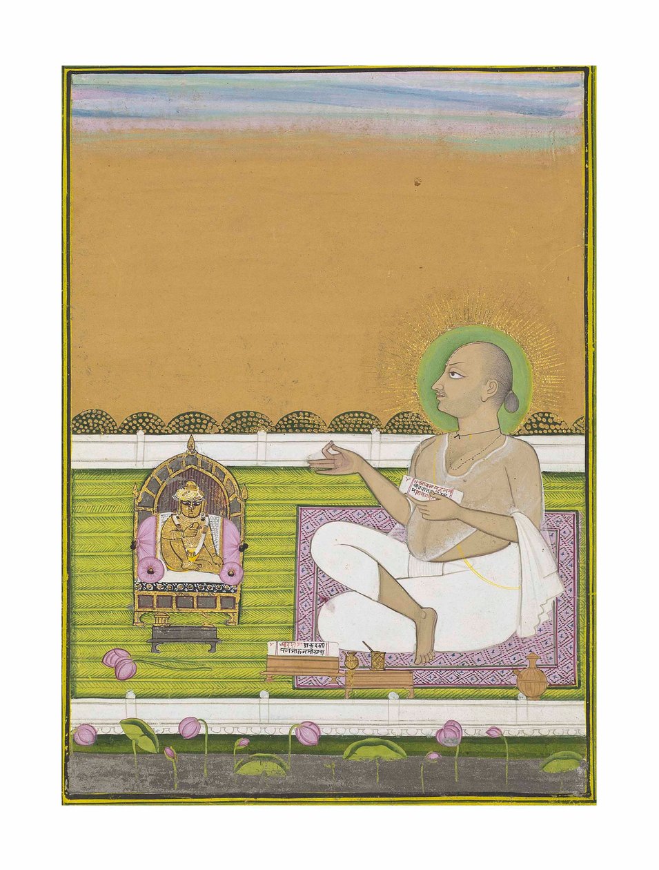 حكيم طائفة Pushtimarg وشري ناثجي ، c.1850 بواسطة المدرسة الهندية