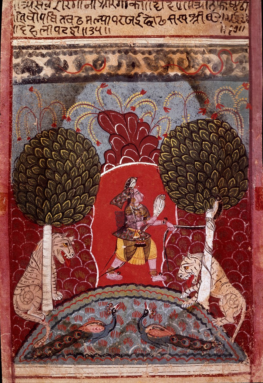 تم التقاط ثعبان الكوبرا في غابة مليئة بالحيوانات صورة مصغرة لمدرسة مالوا (الهندية) حوالي عام 1680 مجموعة خاصة بواسطة المدرسة الهندية