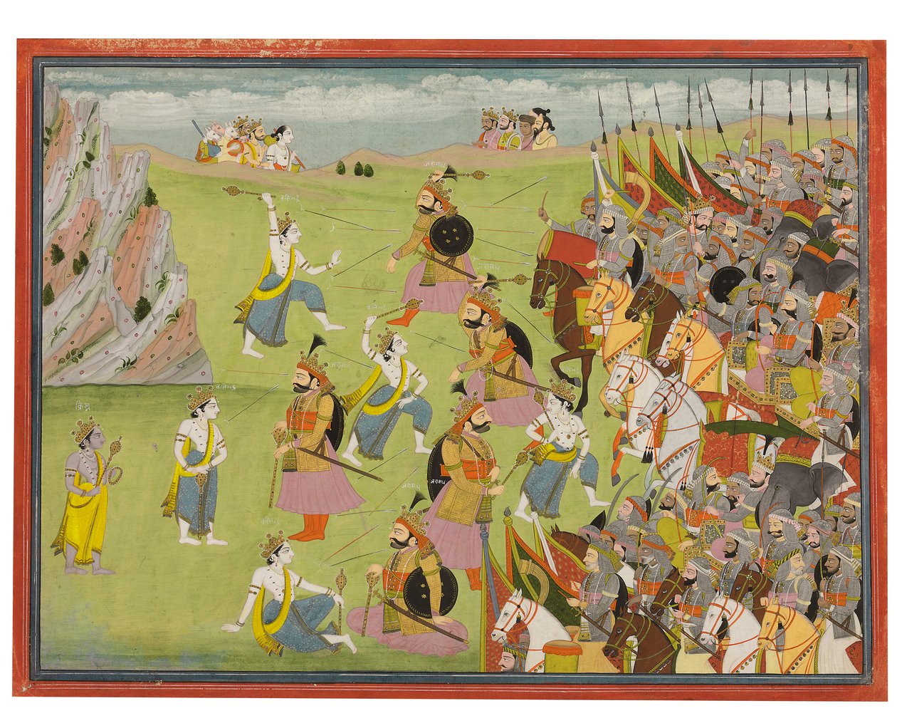 لوحة من Mahabharata: Balabhadra يقاتل Jarasandha ، Kangra أو Garhwal ، c.1810-20 بواسطة المدرسة الهندية