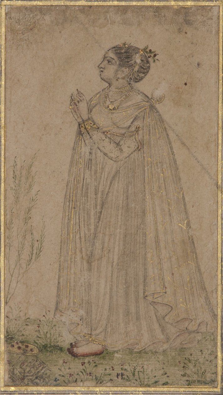 أميرة تعبد الشمس ، c.1600 (مرحاض غير شفاف وذهب على ورق) بواسطة المدرسة الهندية